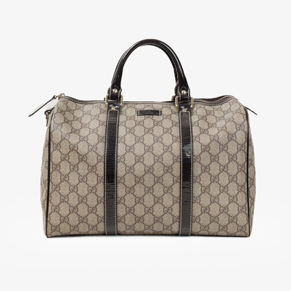Gucci Brown Patent Medium GG Joy Boston Bag - Picture 1 of 14